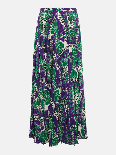 Valentino Printed high-rise silk midi skirt at Collagerie
