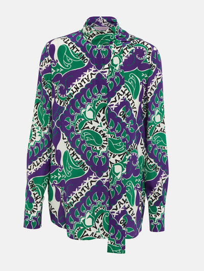 Valentino Tie-neck printed silk blouse at Collagerie