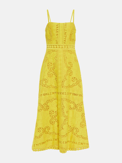 Valentino Logo-lace cotton-blend midi dress at Collagerie