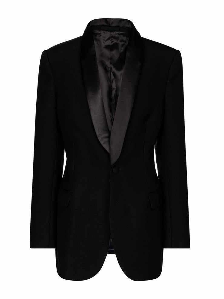 Black wool tuxedo blazer