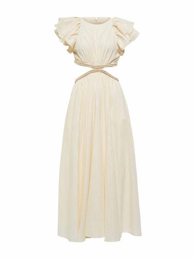 Zimmermann Striped cotton voile cutout maxi dress at Collagerie