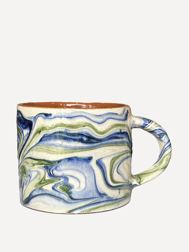 Blue and green swirl mug