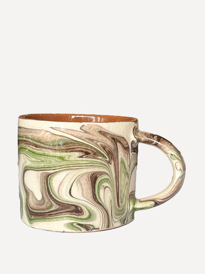 Arbala Green and brown swirl mug at Collagerie