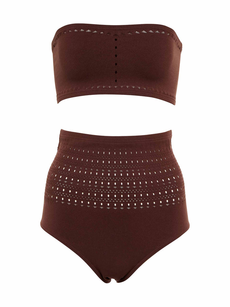 Brown cut out bikini top