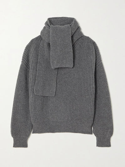 &Daughter Tess scarf-detailed ribbed wool turtleneck sweater at Collagerie