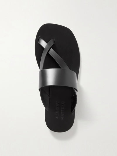 A Emery Black leather sandals at Collagerie