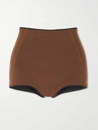 Abysse Brown neoprene bikini briefs at Collagerie