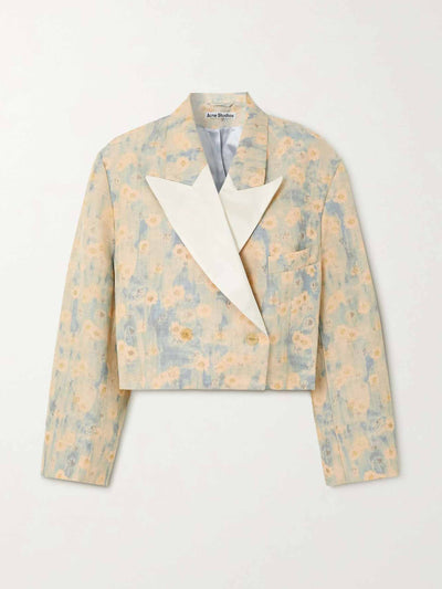 Acne Studios Cropped double-breasted floral-print canvas blazer at Collagerie