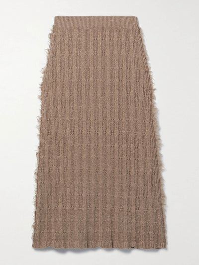 Acne Studios Frayed ribbed wool-blend midi skirt at Collagerie