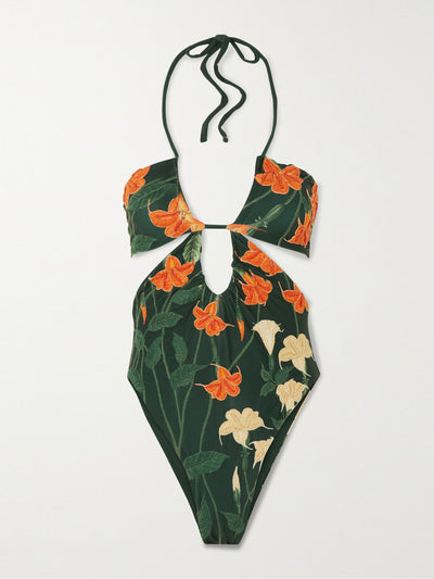 Agua By Agua Bendita Majorana cutout floral-print recycled swimsuit at Collagerie