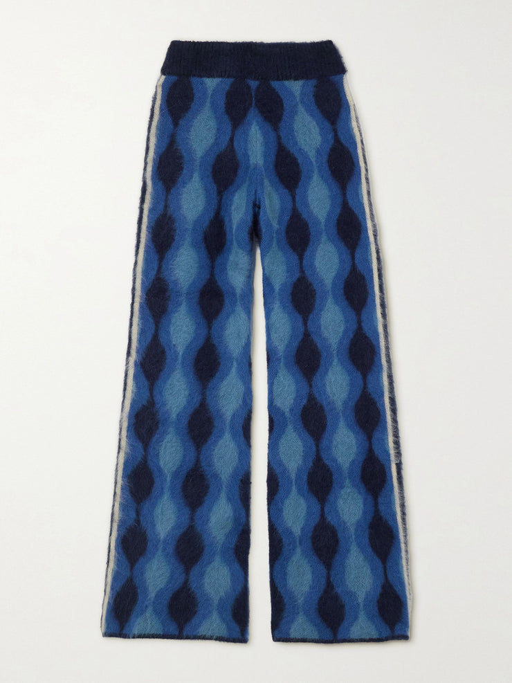 Intarsia knitted straight-leg pants