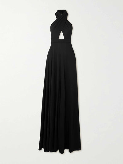 Alaïa Black satin halterneck dress at Collagerie