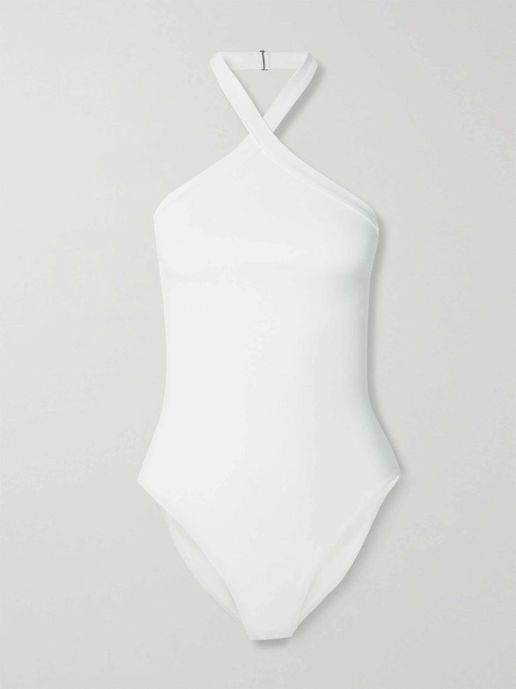 White halter swimsuit