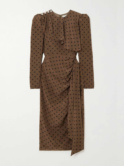 Alessandra Rich Brown polka-dot midi dress at Collagerie