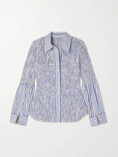 Alexander Wang Smocked striped cotton poplin shirt at Collagerie