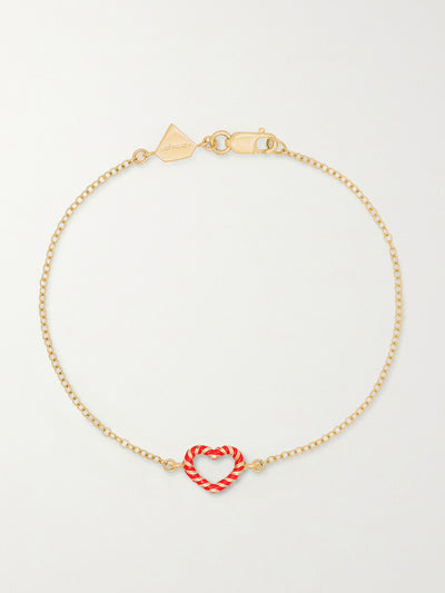 Alison Lou Heart Streamer 14-karat gold and enamel bracelet at Collagerie