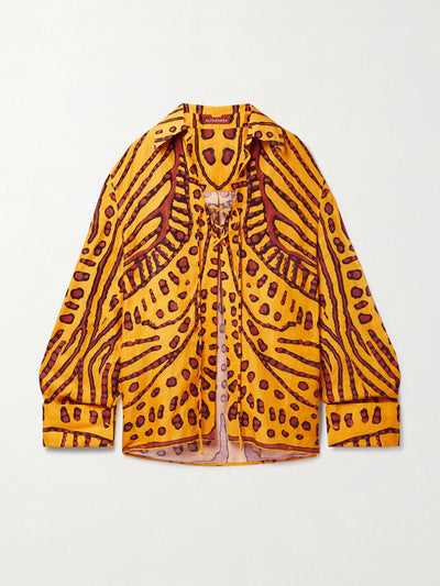 Altuzarra Yellow abstract linen-blend shirt at Collagerie