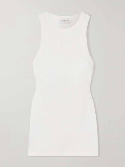 Anine Bing White ribbed organic tank at Collagerie