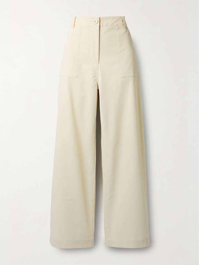 ANNA QUAN White cotton-blend twill wide-leg pants at Collagerie