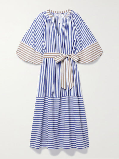 Apiece Apart Blue striped midi dress at Collagerie