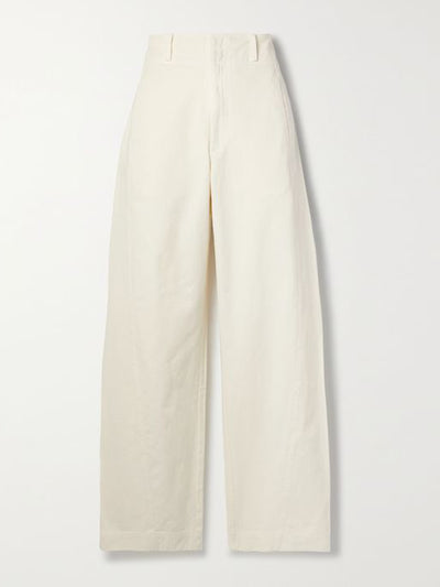 Apiece Apart Cream cotton-twill wide leg trousers at Collagerie