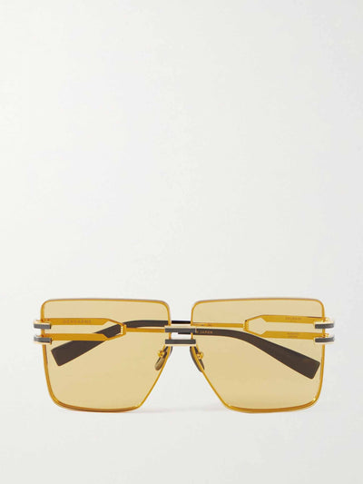 Balmain Square-frame gold-tone sunglasses at Collagerie