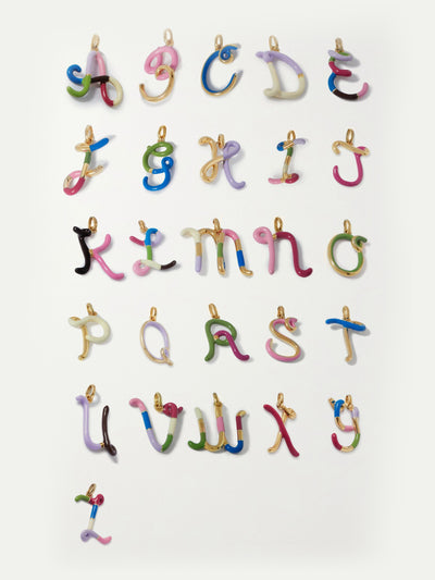 Bea Bongiasca Alphabet gold and enamel necklace at Collagerie