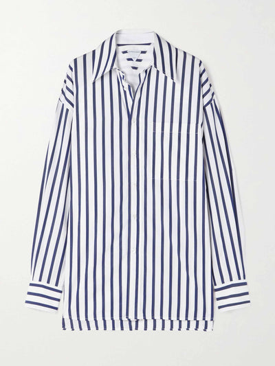 Bottega Veneta Oversized striped cotton-poplin shirt at Collagerie