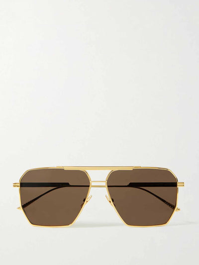 Bottega Veneta eyewear Gold aviator sunglasses at Collagerie