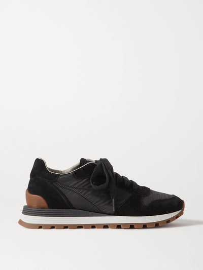 Brunello Cucinelli Black nylon and suede sneakers at Collagerie