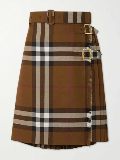 Burberry Belted checked wool kilt at Collagerie