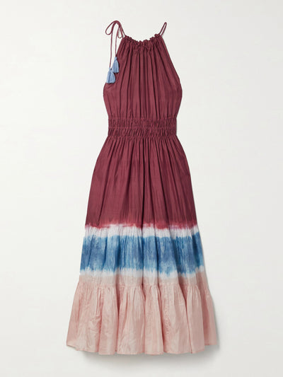 Cara Cara Nevaeh gathered tie-dyed silk-crepe midi dress at Collagerie