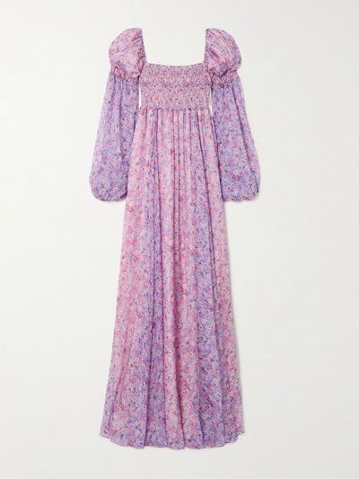 Caroline Constas Purple floral printed dress at Collagerie