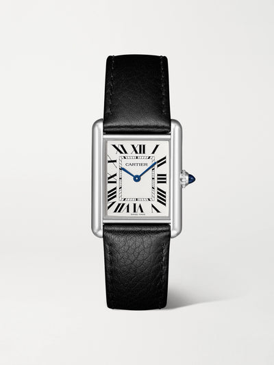 Cartier Tank Must stainless steel and textured-leather watch at Collagerie