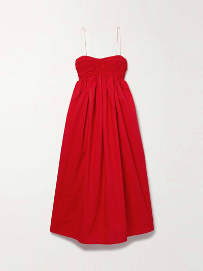 Cecilie Bahnsen Red gathered maxi dress at Collagerie