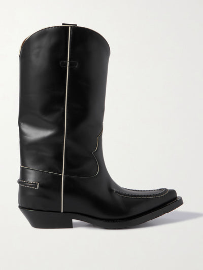 Chloé Black leather Western-style boots at Collagerie