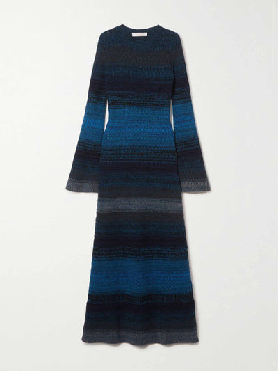 Chloé Striped ribbed cashmere maxi dress at Collagerie