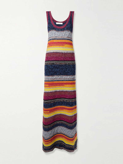 Chloé Striped cashmere and wool blend maxi dress at Collagerie