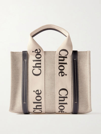 Chloé Woody small leather-trimmed cotton-canvas tote at Collagerie