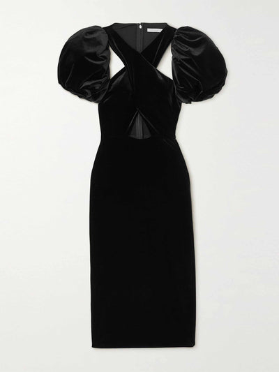 Christopher Kane Black cut out stretch-velvet midi dress at Collagerie