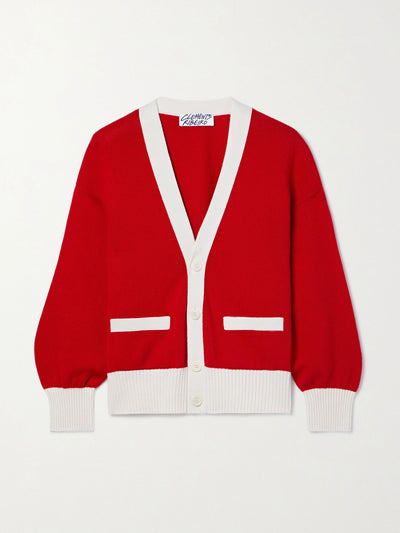 Clements Ribeiro Red and white cashmere cardigan at Collagerie