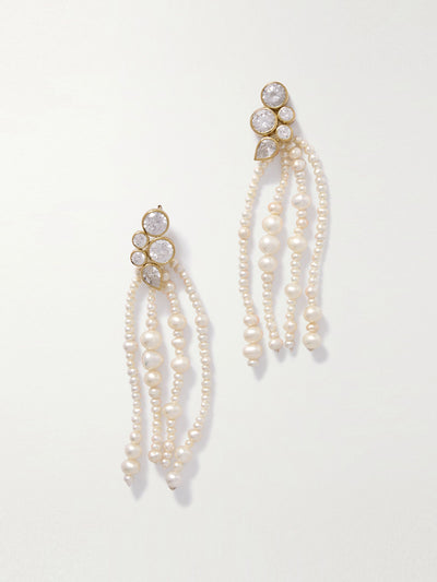 Completedworks Gold-plated, pearl and cubic zirconia earrings at Collagerie