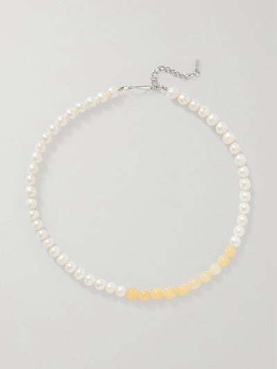 Completedworks Recycled-silver, pearl and jade necklace at Collagerie