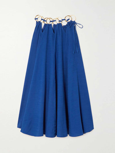 Cult Gaia Blue linen-blend maxi skirt at Collagerie
