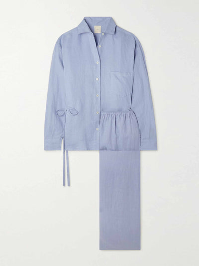 Deiji Studios Side tie linen pyjama set at Collagerie