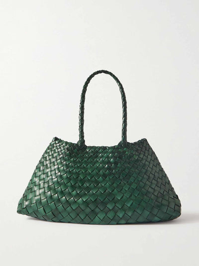 Dragon Diffusion Green woven leather tote at Collagerie