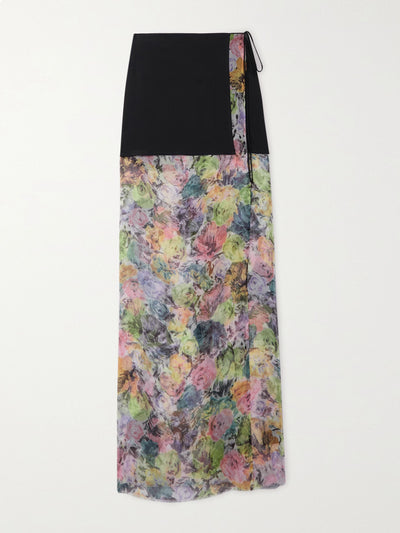 Dries van noten Layered floral silk skirt at Collagerie