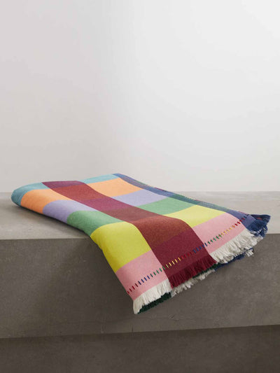 The Elder Statesman Checked wool and cashmere-blend blanket at Collagerie
