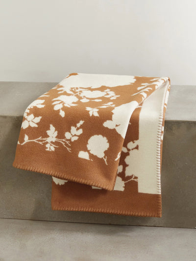 ERDEM Floral-print merino wool and cashmere-blend blanket at Collagerie