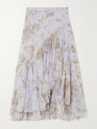 Erdem Asymetric floral-print midi skirt at Collagerie